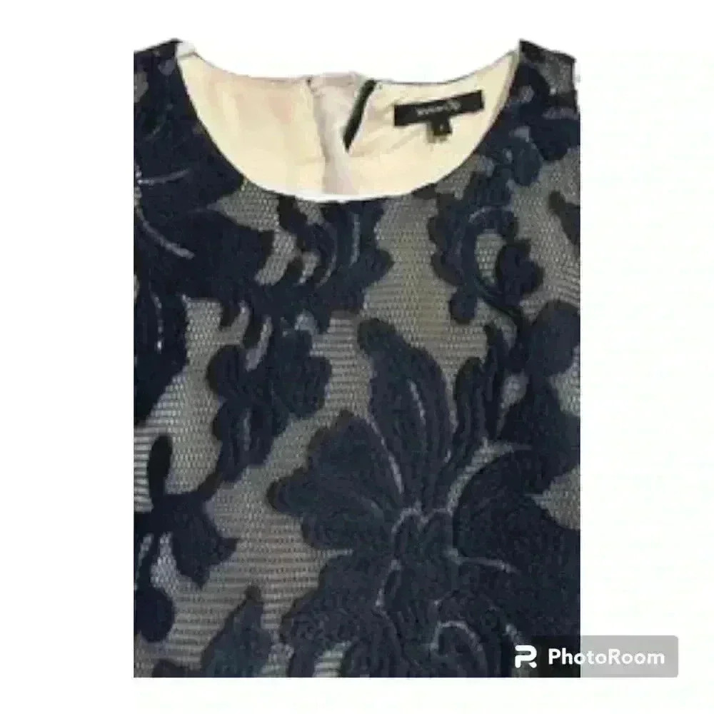 RW&CO Women’s Lace Navy cocktail dress size 2 Floral Evening Wear Night Out - Picture 4 of 4